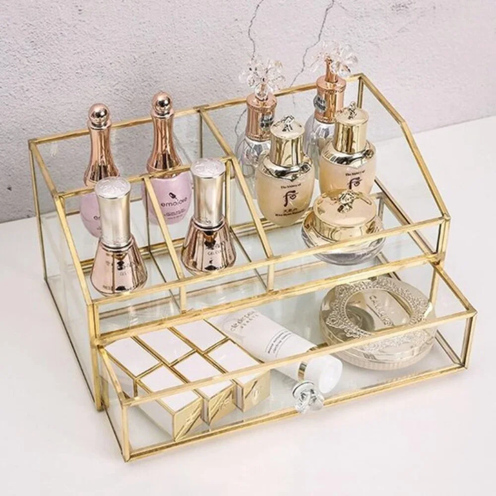 New Glass Makeup Brush Holder, Elegant Nordic Organizer for Vanity & Bathroom